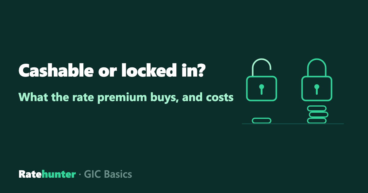 An open padlock over one coin and a closed padlock over three beside the words Cashable or locked in?